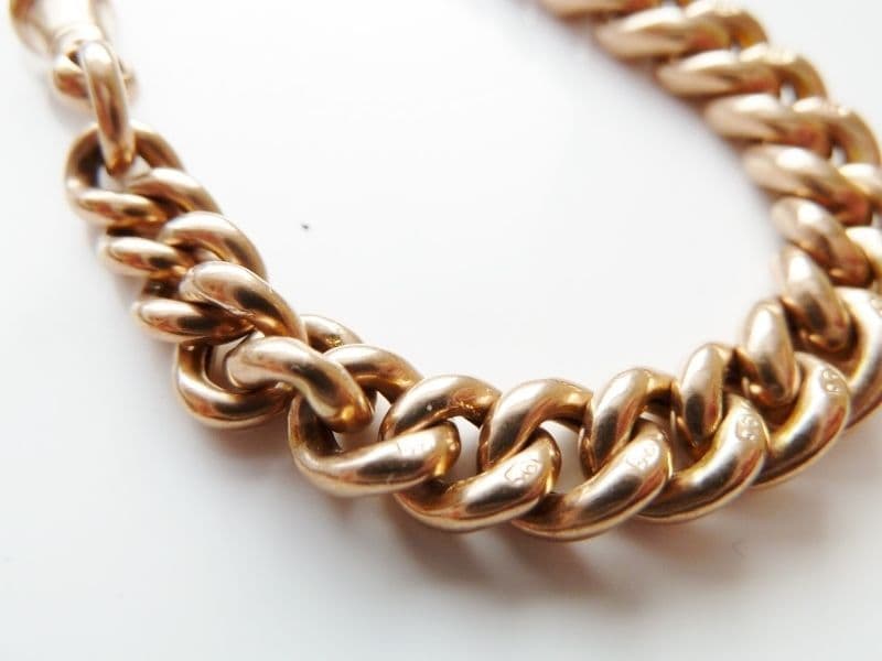 SOLD ANTIQUE 9CT ROSE GOLD DOUBLE ALBERT POCKET WATCH CHAIN - HEAVY